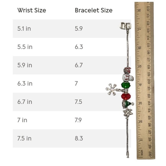 Christmas Charm Bracelet Barrel Charms Multi Color Dangle Glittering Snowflake - Picture 11 of 16